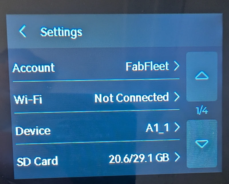 Indstillinger med WiFi-menu